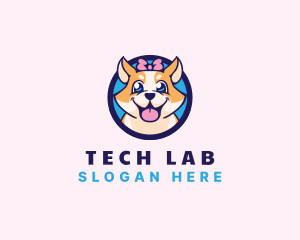 Pet Dog Ribbon Grooming logo design