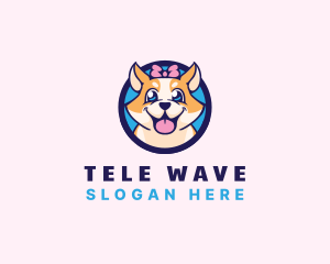 Pet Dog Ribbon Grooming logo design