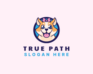 Pet Dog Ribbon Grooming logo design