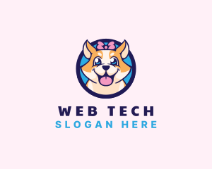 Pet Dog Ribbon Grooming logo design