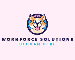 Pet Dog Ribbon Grooming logo design