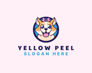 Pet Dog Ribbon Grooming logo design