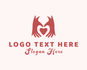 Caring - Valentine Heart Hands logo design