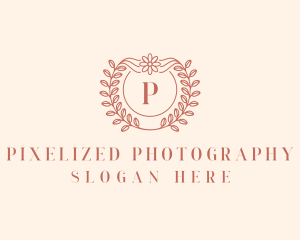 Floral Wedding Planner Wreath  logo design