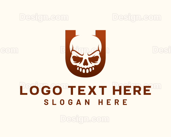 Spooky Skull Letter U Logo