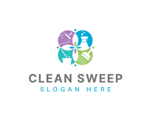 Sanitation Cleaning Housekeeping logo design