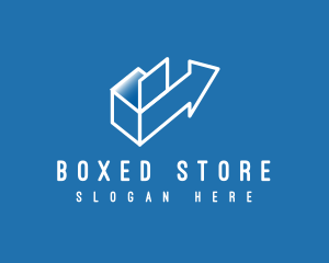 Package Box Delivery Arrow logo design