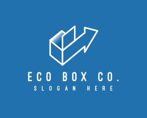 Package Box Delivery Arrow logo design