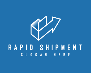 Package Box Delivery Arrow logo design