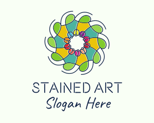 Ornamental Flower Stained Glass logo design