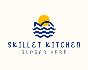 Blue Fish Sunset logo design