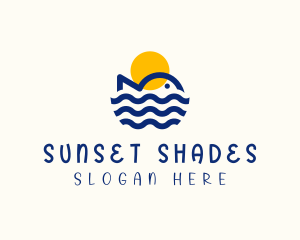 Blue Fish Sunset logo design