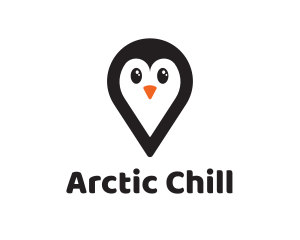 Penguin Location Pin logo design