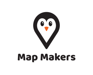 Penguin Location Pin logo design