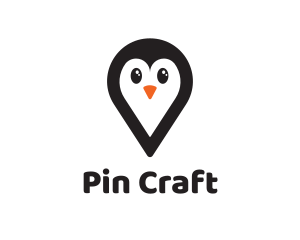 Penguin Location Pin logo design