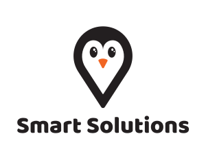 Penguin Location Pin logo design