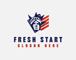 Statue Liberty Flag logo design