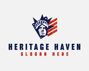 Statue Liberty Flag logo design