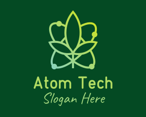 Atom Leaf Plant logo design