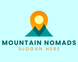 Mountain Sun Location Pin logo design