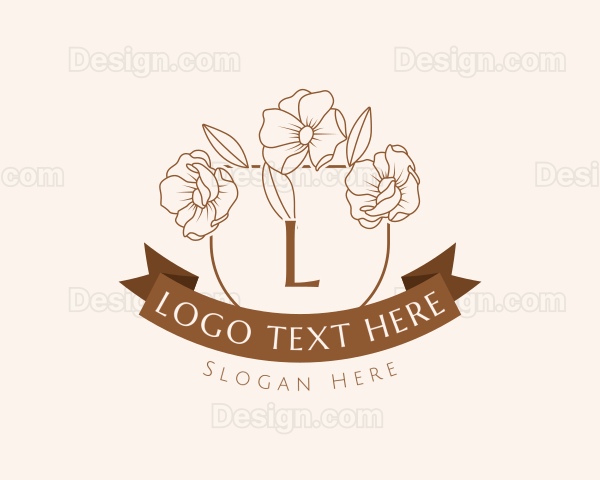 Flower Banner Shield Logo