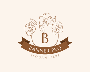 Flower Banner Shield logo design