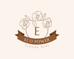 Flower Banner Shield logo design