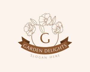 Flower Banner Shield logo design