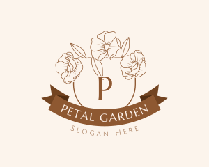 Flower Banner Shield logo design