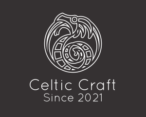 Minimalist Celtic Dragon logo design