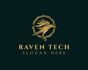 Elegant Raven Crow Thorns logo design