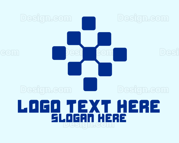 Blue Digital Squares Logo