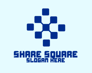 Blue Digital Squares logo design