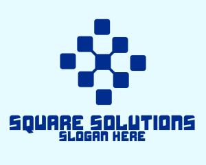 Blue Digital Squares logo design