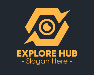 Yellow Hexagon Surveillance  logo design