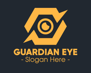 Yellow Hexagon Surveillance  logo design