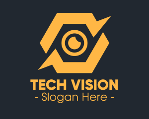 Yellow Hexagon Surveillance  logo design