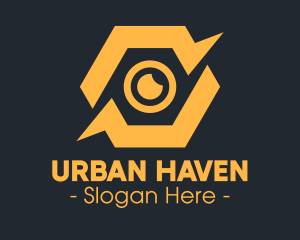 Yellow Hexagon Surveillance  logo design