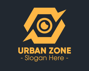 Yellow Hexagon Surveillance  logo design