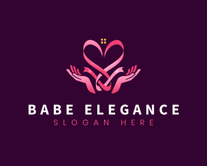 Ribbon Heart Hands Logo