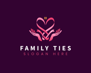 Ribbon Heart Hands logo design