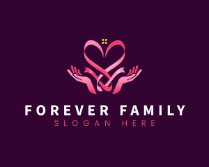 Ribbon Heart Hands logo design