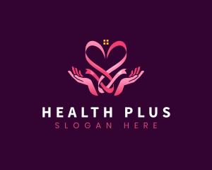 Ribbon Heart Hands logo design