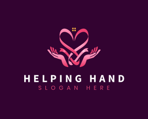 Ribbon Heart Hands logo design