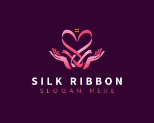 Ribbon Heart Hands logo design