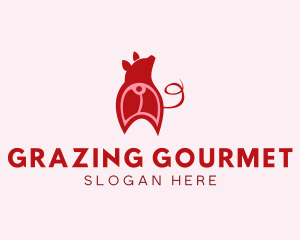 Pig Cutlet Meat logo design