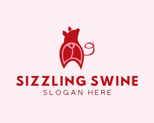 Pig Cutlet Meat logo design