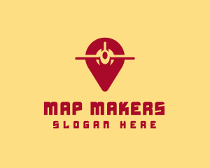 Airplane GPS Pin logo design