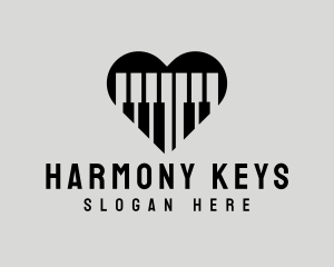 Piano Keys Heart logo design