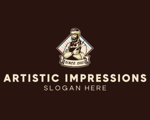 Hipster Retro Barbershop logo design